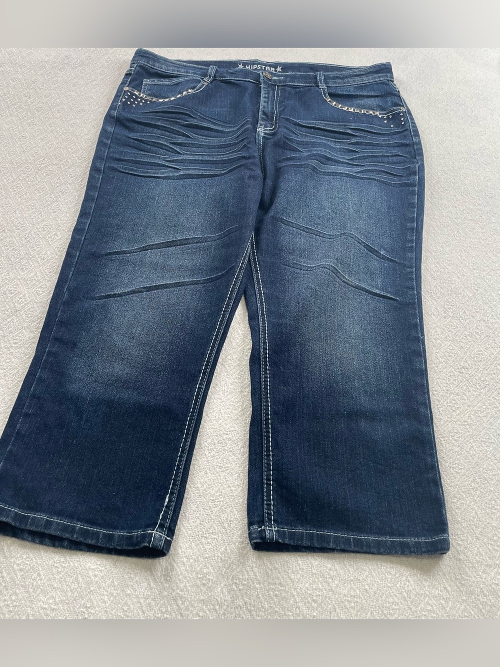 Hipster Dark Blue Boot-Cut Jeans with Subtle Stud Detail~ Size‎ 18~ Casual